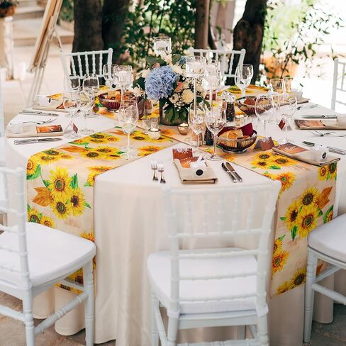 24 Pack Sunflower Table Runners Summer Table Runners Vintage Sunflower Table Decoration for Back to school Wedding Banquet Farmhouse Kitchen Table Decor in Kuwait