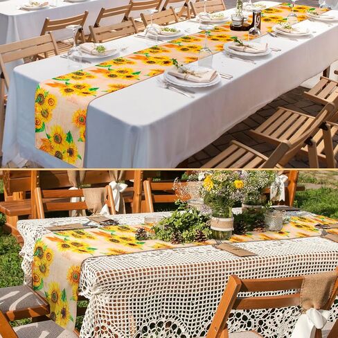 24 Pack Sunflower Table Runners Summer Table Runners Vintage Sunflower Table Decoration for Back to school Wedding Banquet Farmhouse Kitchen Table Decor in Kuwait