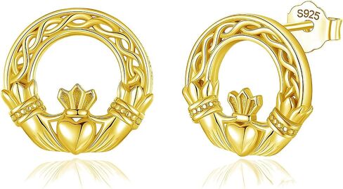 INFUSEU Irish Gifts Celtic Knot Shamrock Claddagh Earrings for Women Girls Sterling Silver Jewelry in Kuwait