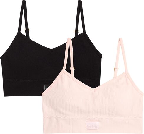 Nicole Miller Girls' Training Bra - 2 Pack/4 Pack Seamless Padded Long Line Cami Bralette - Breathable Bra for Girls (S-XL) in Saudi Arabia