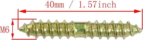 Dowel Screw RLECS 20pcs Double Ended Dowel Screws M6x40mm DIY Wood Woodworking Furniture Self-Tapping Screws in Saudi Arabia
