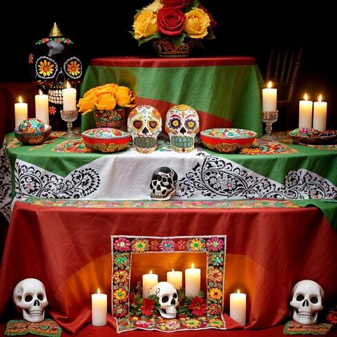 جماجم السكر زوجين ديكور يوم التماثيل الميتة، ديا دي لوس مورتوس مذبح Ofrenda الزينة لطاولة المنزل، تمثال الراتنج المكسيكي هدايا الهالوين كالافيراس in Kuwait