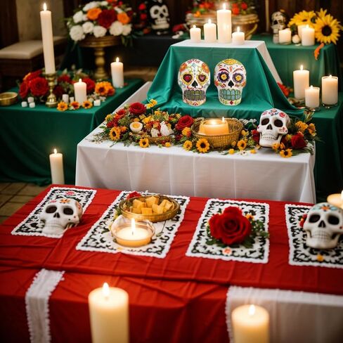 جماجم السكر زوجين ديكور يوم التماثيل الميتة، ديا دي لوس مورتوس مذبح Ofrenda الزينة لطاولة المنزل، تمثال الراتنج المكسيكي هدايا الهالوين كالافيراس in Kuwait
