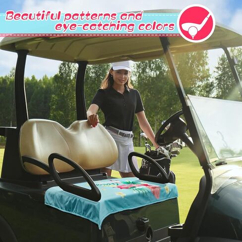 Amylove Golf Cart Seat Cover, Travel Seat Blanket 54 x 32 Inches for 2 Person Golf Cart Seat Towel Accessories for Club Car Travel Sports Shown in Saudi Arabia