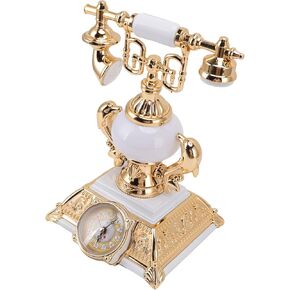 Yoidesu Vintage Telephone Model, Vintage Telephone Alarm Clock Digital Clock Face Easy Assembly Decorative Phone Model for Home Cafe (8178-1)
