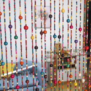 38 Strands Colorful Boho Hippie Door Beads Curtain, Hanging Wood Beaded Curtain for Doorways 36 Inches x 79 Inches (Rainbow)