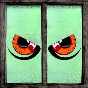 Halloween Window Clings Decorations Halloween Cat Eyes Window Stickers Double Sided Halloween Eyes Window Decals for Glass Window Large Scary Window Home Decor for Indoor Outdoor Party Supplies