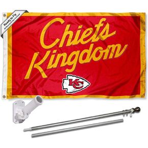 WinCraft Kansas City Chiefs Chiefs Kingdom Flag Pole and Bracket Mount Kit
