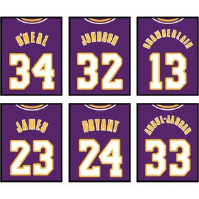 TnT Prints TMO2 Lakers Decor, Lakers Wall Decor, Los Angeles Lakers Decorations, Lakers Poster, Los Angeles Lakers Poster, Lakers Wall Art, Lakers Room Decor for Men Unframed Set of 6 (8x10")