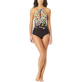 Anne Cole High Neck with Ruffle Straps One-Piece