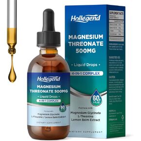 Magnesium Threonate Liquid Drops, Magnesium Threonate 500mg with Glycinate, L-Theanine, Lemon Balm, Supplement for Kids & Adults, Brain Health, 2 Fl Oz