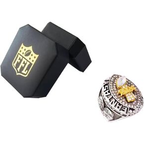 Fantasy Football Ring 2024 | Heavy FFL Champion Ring | Gold Silver Tone Plated Award Trophy for Fantasy Football League Winner