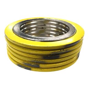 Sterling Seal 90005304GR300X6 304 Stainless Steel Spiral Wound Gasket with Flexible Graphite Filler for 5" Pipe, Pressure Class 300#, Yellow with Grey Stripe (Pack of 6)