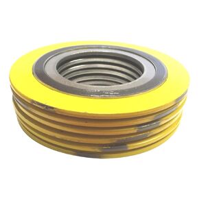 Sterling Seal 9000IR2500304GR300X6 304 Stainless Steel Spiral Wound Gasket with 304SS Inner Ring and Flexible Graphite Filler, Pressure Class 300#, for 2-1/2" Pipe, Yellow with Grey Stripe (Pack of 6)