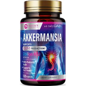 Akkermansia Probiotic with Prebiotic Fiber - Akkermansia Muciniphila GLP-1 Probiotics for Women & Men - Digestive, Gut, Overall Health & Immune Support, Third-Party Tested, Gluten-Free - 120 Capsules