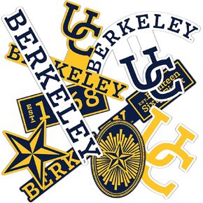 University of California Berkeley Sticker Golden Bears Cal UC Stickers Vinyl Decals Laptop Water Bottle Car Scrapbook 13.5x11 Sheet (T2-2)