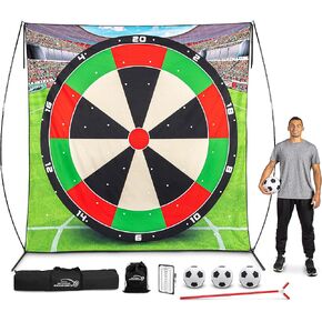 GoSports 10 FT Chip N' Stick Soccer Darts - Giant Kick Darts Game for Kids & Adults - Includes 4 Sticky Soccer Balls, Tote Bag, & Carry Case