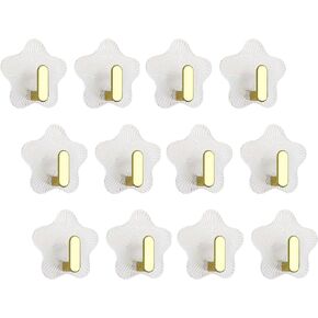 12 Pack Adhesive Hooks Utility Hooks, Heavy Duty Hooks 10 lbs Robe Towel Hooks Waterproof Adhesive Wall Hooks for Home Bathroom Kitchen Office and Living Room