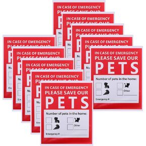 Tofficu 10 Sheets Emergency Alert Pet Finder Stickers: Static Cling Window Decals, Pets Inside Fire Rescue Stickers, Save Our Pets Rescue Safety Alert Decal for Window and Door Application