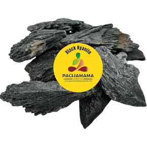 Pachamama Essentials Black Kyanite Crystal - One (1) LB Bulk Black Kyanite Fans - Tough Raw Natural Black Kyanite Blades - Healing Crystal