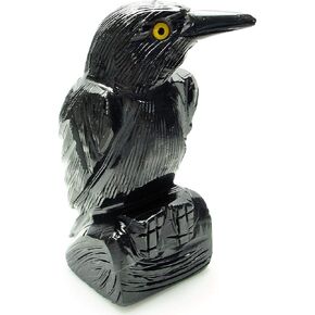 Pachamama Essentials Black Onyx Raven (Crow) - Hand Carved - 4" (10cm) - Large - Spirit Animal - 1pc