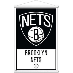 Trends International NBA Brooklyn Nets - Logo 21 Wall Poster, 22.375" x 34", Print and Black Hanger Bundle