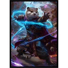 100 PCS MTG Card Sleeves with 100 PCS Perfect Fit Sleeves, Art Matte Card Sleeves with Inner Sleeves - Fit Standard Size Cards - Ferret Sorcerer