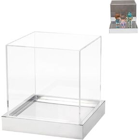 صندوق عرض بأشكال قاعدة مكعبة من الأكريليك الشفاف، صندوق هدايا مربع بمرآة فضية، صناديق تذكار، حاويات تنظيم عرض للتخزين على شكل زهرة لذكرى عيد الميلاد، 6 بوصات in Kuwait