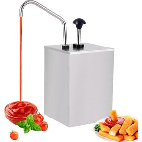 Condiment Pump Station Stainless Sauce Pump Dispenser 11Quart Ketchup Dispenser Pumps