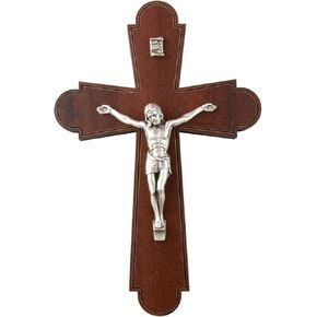Needzo Wooden Crucifix Wall Cross, Catholic Gift or Rustic Home Decor, 5 Inches X 3.5 Inches