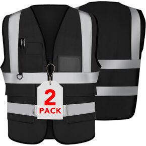 XPCARE 2-Pack Reflective Safety Vest For Women Men - High Visibility Security Vest- Pockets and Zipper Front - Neon Green Color