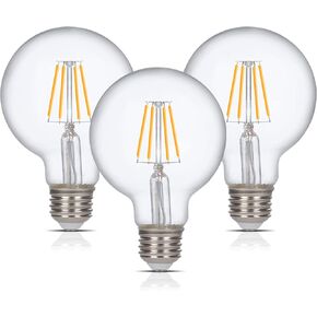 Simba Lighting LED Edison Vintage Vanity Globe Filament G25 (G80) 4W Dimmable 40W Equivalent (3 Pack) 120V Light Bulb for Bathroom Makeup Mirror, Medium E26 Base, CE, RoHS Compliant, Warm White 2700K