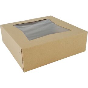 Southern Champion Tray 24233K Kraft Paperboard Window Bakery Box, 10" Length x 10" Width x 2-1/2" Height (Case of 200)