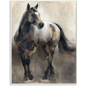Stupell Industries Abstract Wild Horse Stance Brown Black Painting, Designed by Marilyn Hageman Wall Art, 30x40, Canvas