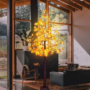 Fall Tree Decor Lighted Maple Tree 6 FT Warm White Led Tree Lights 8 Modes for Indoor Home Thanksgiving Christmas Decoration