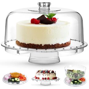 VGOODALL Cake Stand with Lid, Acrylic Cake Stand with Dome Covered Cake Stand Cupcake Stand for Party Wedding Birthday