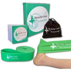 La Esmeralda Stretch Bands Set of 2 for Ballet, Dancers, Gymnastics .Resistance Bands to Improve Flexibility, Splitting and Strenght. 3 Colors, Gift Box, Instruction Booklet, Carry Bag Including.