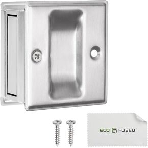 Eco-Fused Pocket Sliding Door Pull Without Switch Plate- Brushed Nickel - Reversible - Compatible with Most Doors - Easy Grip - Suitable for Doors with a Thickness of 1-3/8" (3.49 cm)