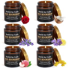 6 قطع هدايا لمحبي الكتب للنساء، هدايا كتابية للنساء، هدايا شموع مكتبة قديمة، هدايا شموع الصويا لمحبي الكتب، هدايا شكر لمكتبة القراءة in Kuwait