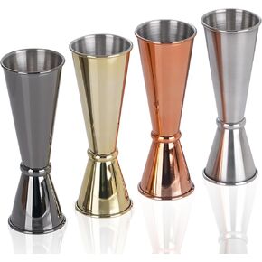 Double Jigger for Bartending, Stainless Stee Double Jigger with Bar Tool (Set of 4)