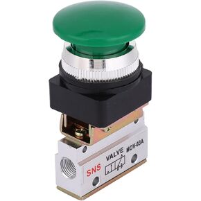 Pneumatic Mechanical Valve, 2 Position 3 Way G1/8 Port Size Aluminum Alloy Pneumatic Control Mechanical Valve Push Button Switch for Mechanical Textile Equipment Food Processing