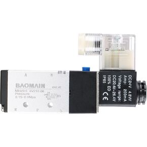 Baomain Pneumatic Solenoid Air Valve 4V210-06 DC24V 5 Way 2 Position PT1/8" Internally Piloted Acting Type Single Electrical Control