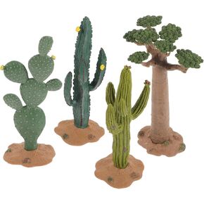 Mini Model Cactus 4pcs Mini Artificial Cactus Plants Fake Cactus Model Miniature Plastic Cactus Decor Lifelike Desert Tree Statue for Micro Landscape Train Railway Sand Table