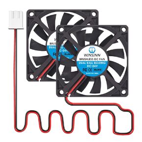 WINSINN DC 70mm Fan 24V 7010 Dual Ball Bearing Brushless Cooling 70x10mm 2PIN (Pack of 2Pcs)