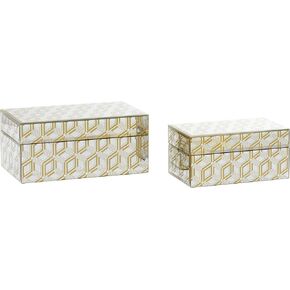 CosmoLiving by Cosmopolitan Glam Wood Keepsake, Jewelry Organizer, Trinket Box for Ladies, Home Decor Accessories, S/2 11", 9" W, Gold