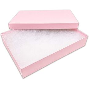 25 Pack Cotton Filled Matte Pink Cardboard Jewelry Box, for Necklace, Jewelry Set, Bracelets, Bangle, Belt Buckle, Brooch Retail Display Packaging-Size 5 7/16" x 3 15/16" x 1" (#53) by R J Displays