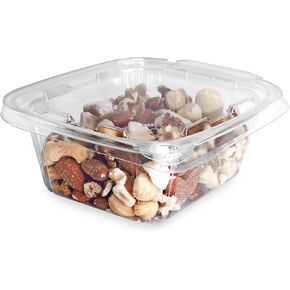 12 oz RPET Clear Hinged Lid Tamper Evident Container – 240 Pcs for Fruit, Cookie, Candy, Peach Rings