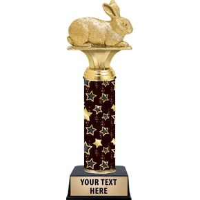 Personalized Black Starlite Rabbit Trophy, 10.5" Rabbit Trophy Award, Customize Now Prime