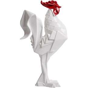 Rooster Statue Figurine Modern Sculpture Chicken Decor Animal Gifts Table Centerpiece Crafts Polyresin Home Arts White 12.2 inch