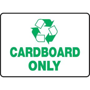 لافتات Accuform MPLR557VS لافتة إعادة تدوير الفينيل اللاصقة، Legend "CARDBOARD ONLY" مع رسم، 7 بوصة طول × 10 بوصة عرض × 0.004 بوصة سمك، أخضر على أبيض